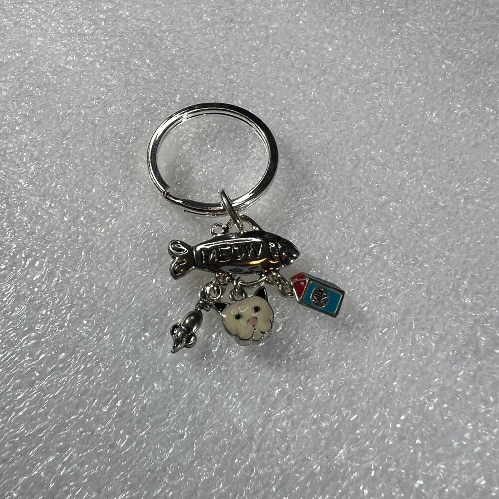 Cute Kitty Cat Meow Cat Person Pet Mom Dad Cat Lover Retro Keychain NEW - Picture 6 of 11